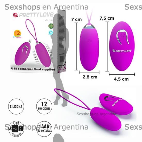 Bala vibradora Jenny con 12 modos de vibracion y carga USB Jenny